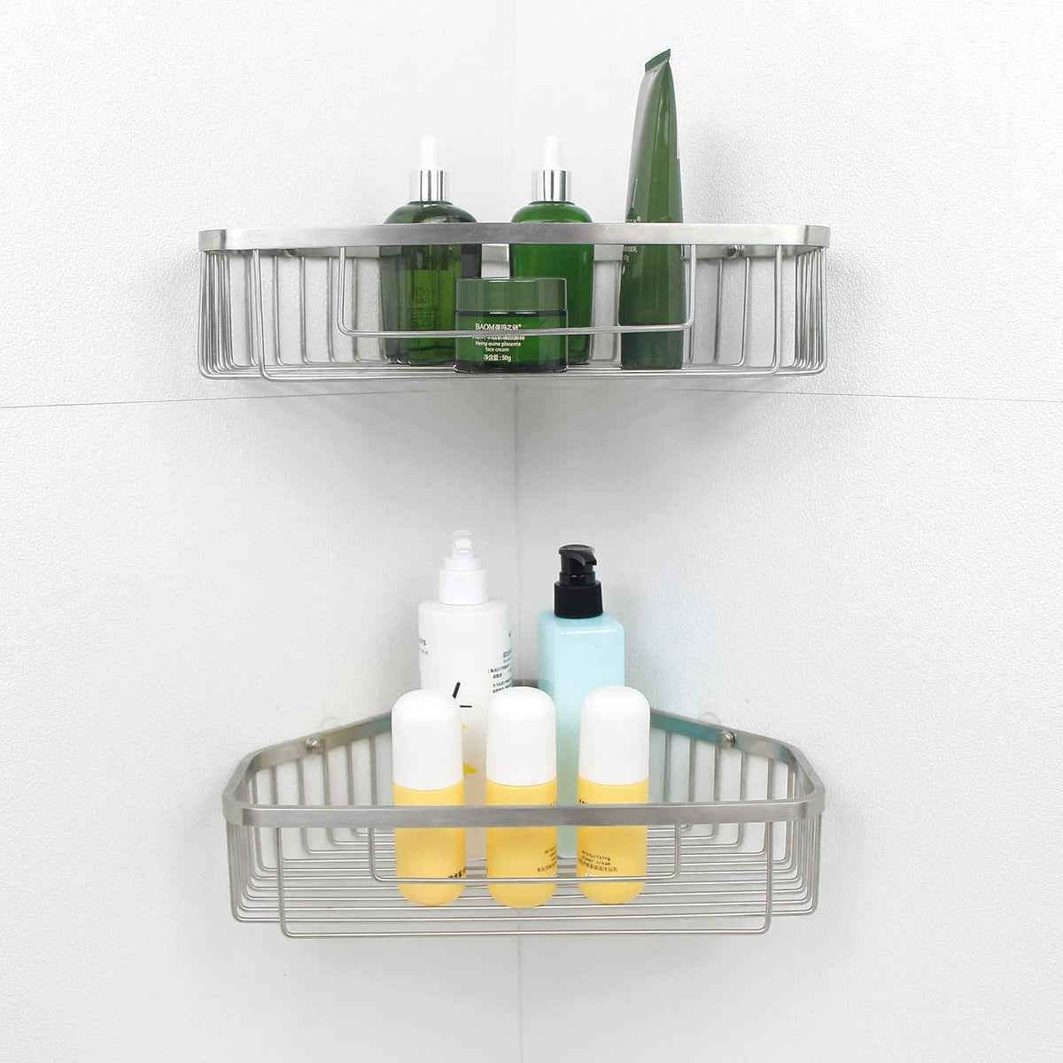Brushed Nickel SUS304 Stainless Steel Corner Shower Caddy Basket B74421