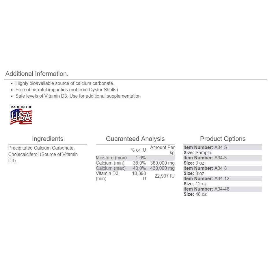 Reptile Calcium with D3 T387