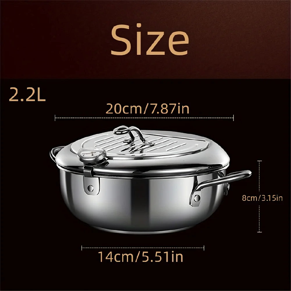 Stainless Steel Deep Fryer with Temperature Control and Lid T9111