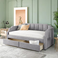Gray Upholstered Daybed with Drawers N5995