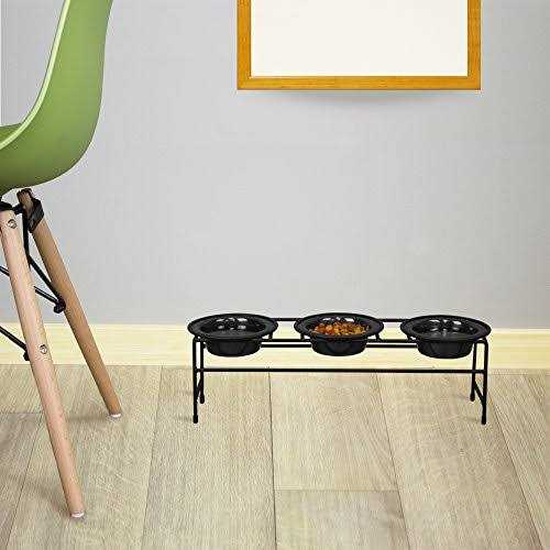 Triple Diner Feeder with Stainless Steel Dog Bowls D90977