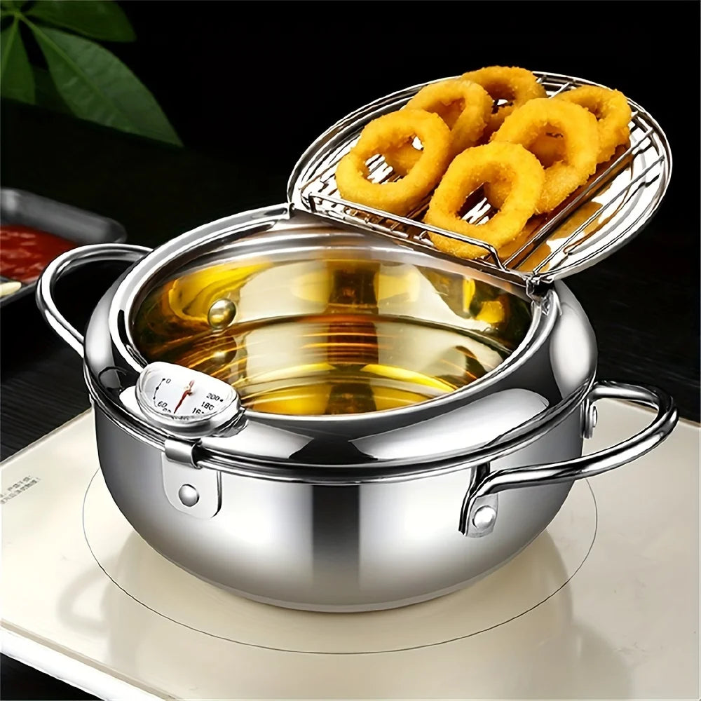 Stainless Steel Deep Fryer with Temperature Control and Lid T9111