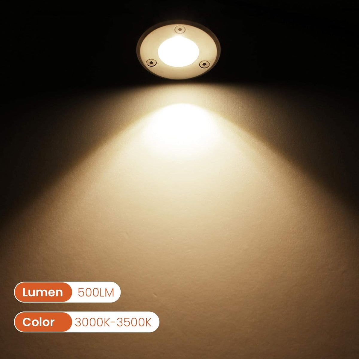 12 Pack 6W Warm White In-ground LED Landscape Lights IP67 Waterproof 12V-24V Low Voltage L7563
