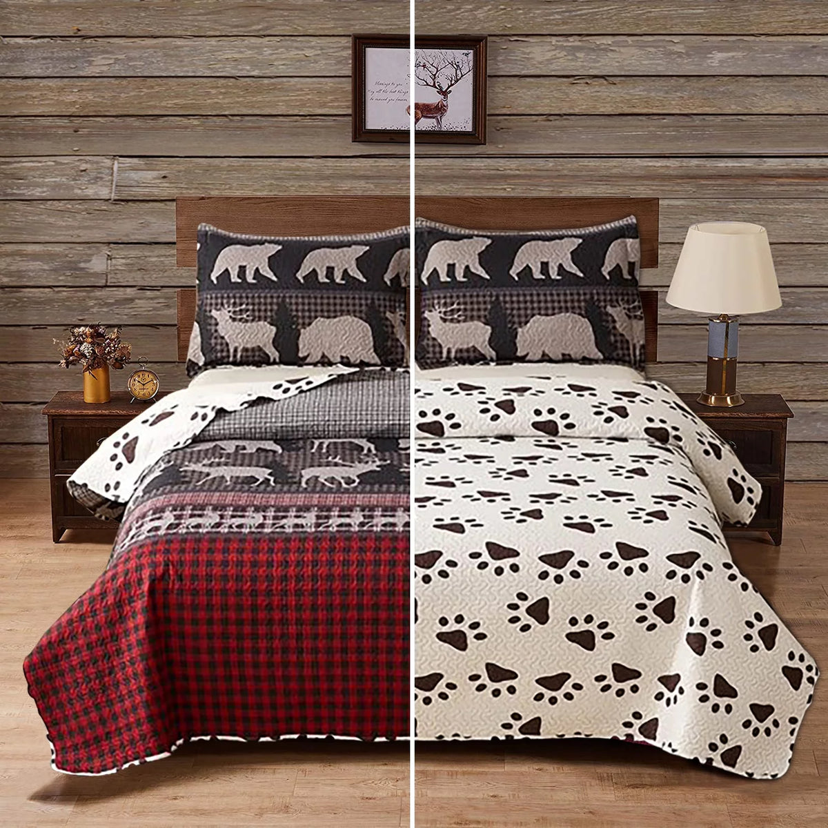 Queen Rustic Microfiber Quilt Set X1317