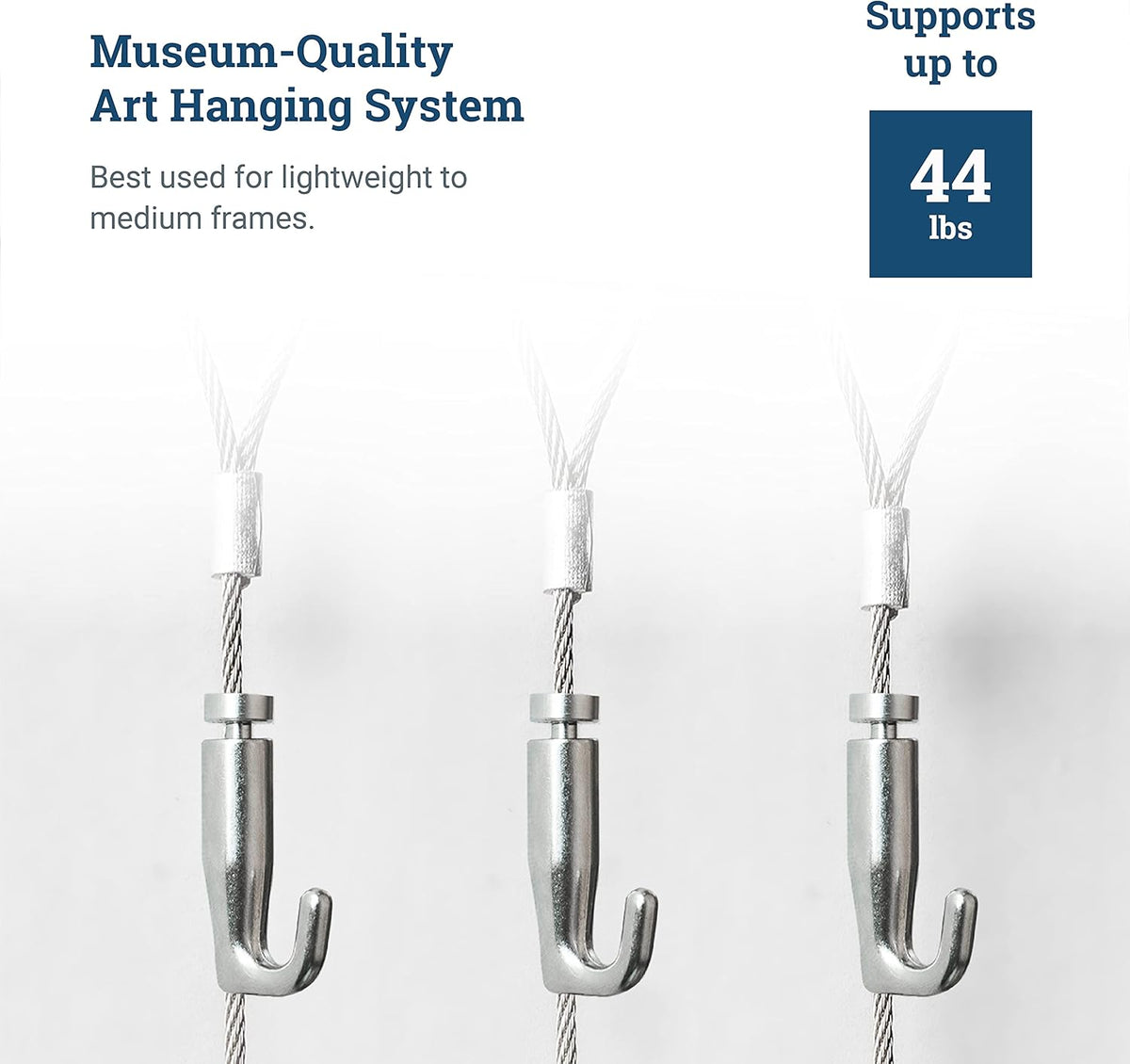 Adjustable Hooks for Gallery Picture Hanging System fits 2.0mm Steel Cables - 10 Pack Y968188