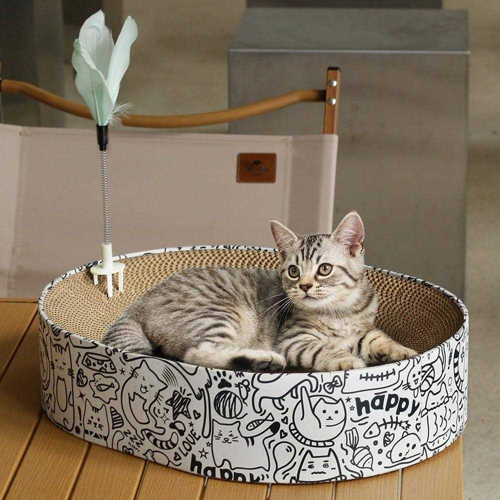 2in1 Oval Corrugated Cat Scratcher Bed S81382