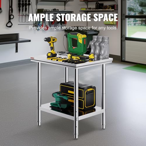 Stainless Steel Work Table with Wheels 24 x 12 x 32 Inch J5800