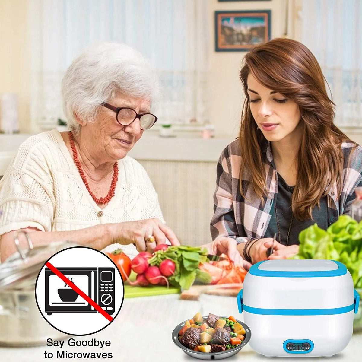Electric Lunch Box Food Heater Cooker Steamer with Stainless Steel Bowls G1880