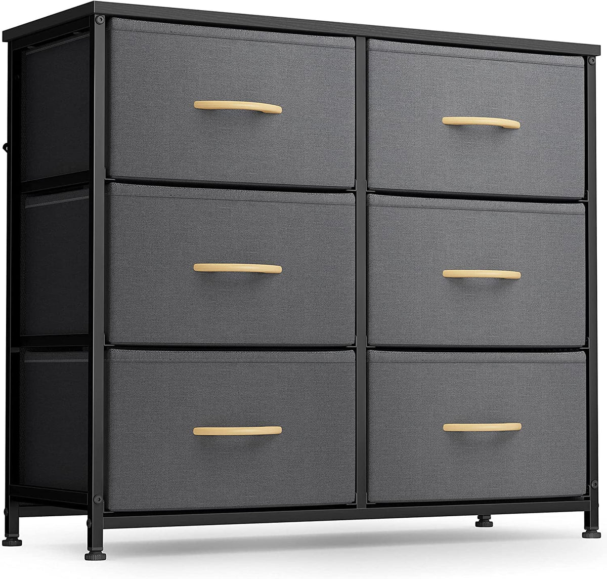 Black Grey 6 Drawer Dresser J2120