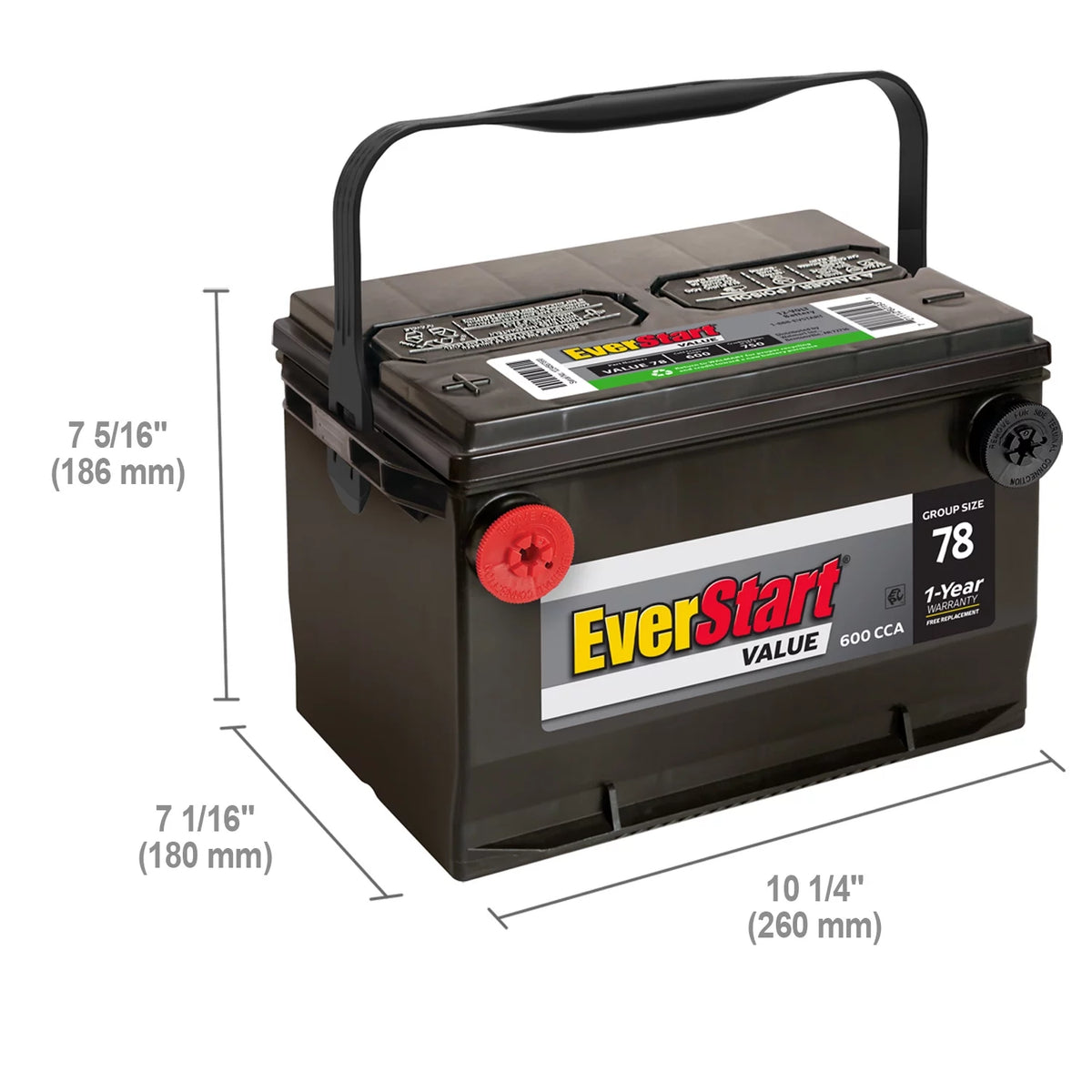 Lead Acid Automotive Battery Group Size 78 12 Volt 600 CCA C93758