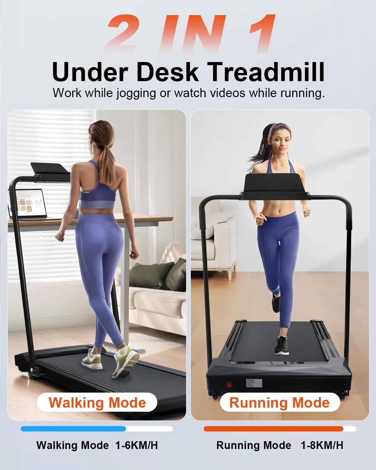 2.25HP Folding Treadmill 330 lbs Capacity E786772