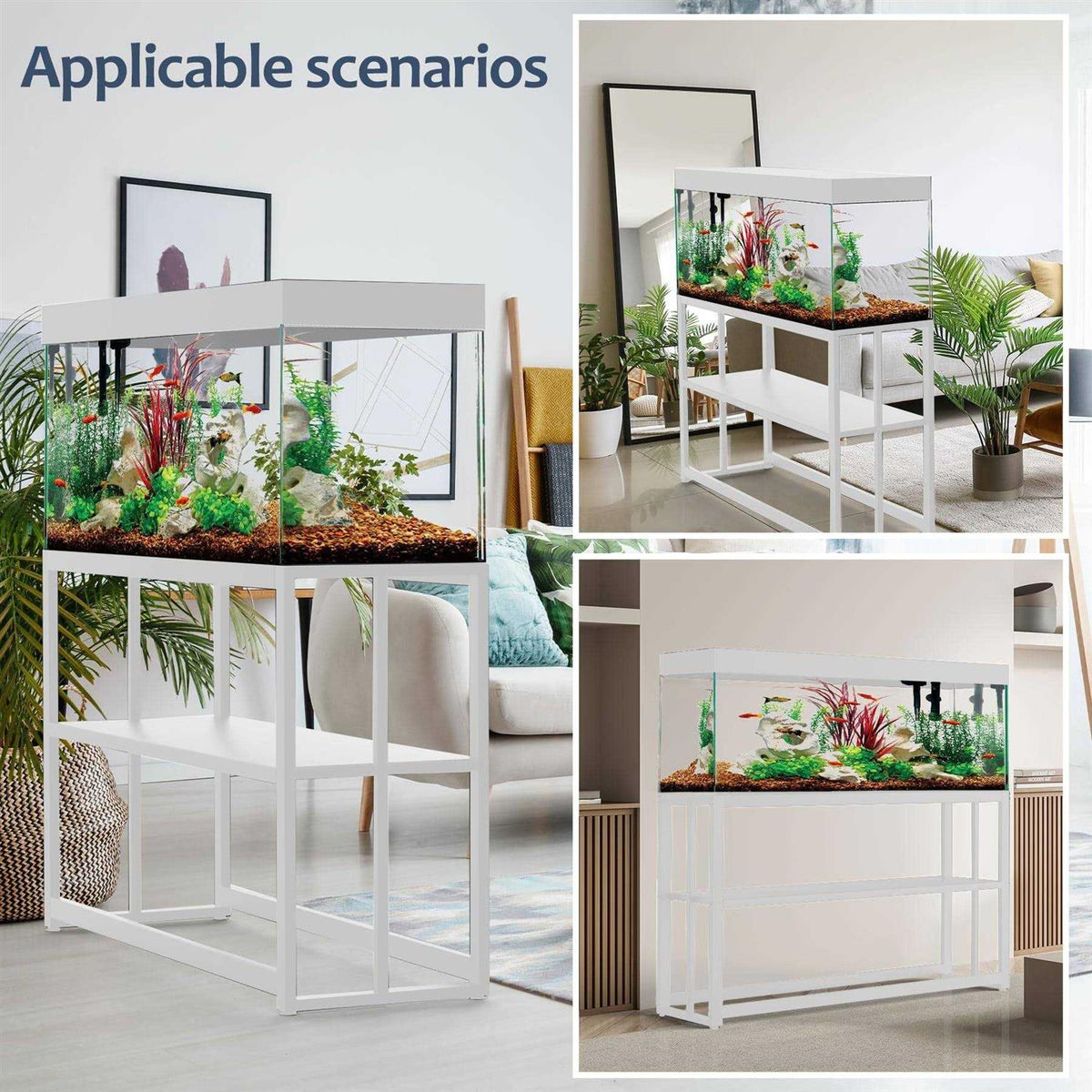 White Metal Aquarium Stand 55-75 Gallon F842697