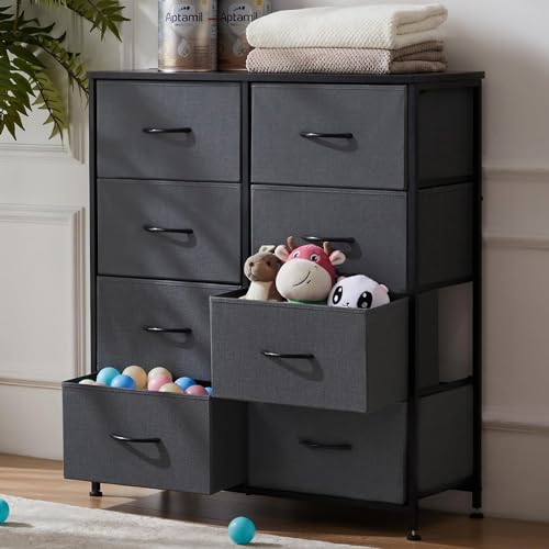 Black 6 Fabric Drawer TV Stand U315593