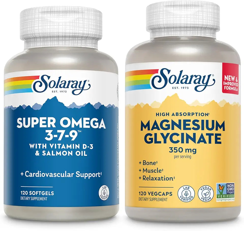 Omega 3, 7, 9 and Magnesium Glycinate 120 Softgels, 275 VegCaps U64901